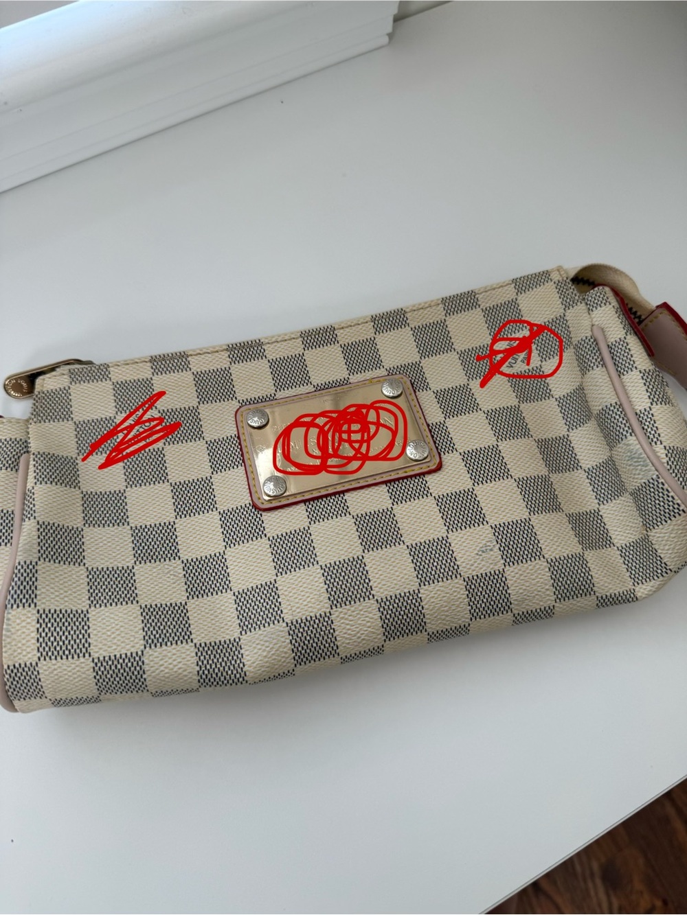 Cream and Gray Checkered Women’s Shoulder Bag